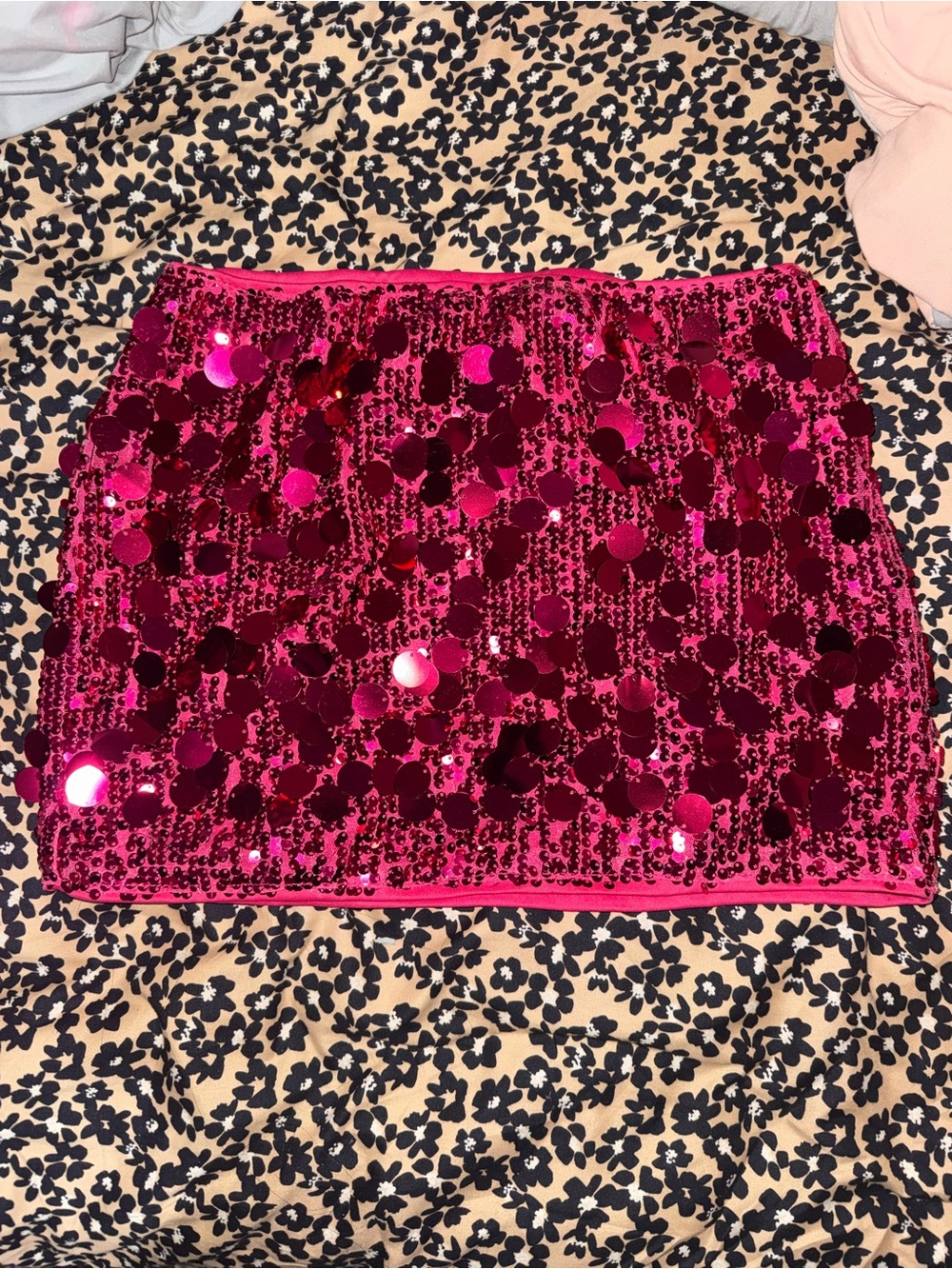 SHEIN Hot Pink Sequin Mini Skirt